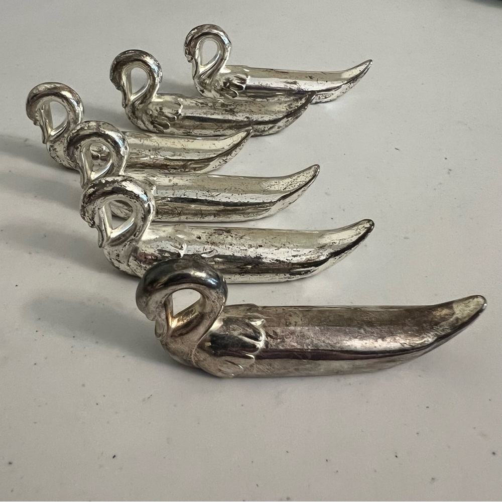 Vintage Set of 6 Silver Plated Swan Cutlery (Knife) Rests